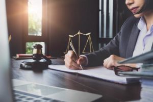 An attorney filing an injury claim for a client.