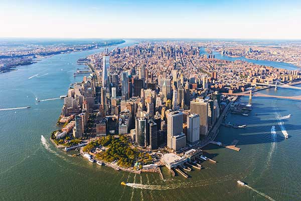 About Us aerial view of Manhattan