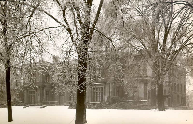 The Front Of The Mansion In The Winter