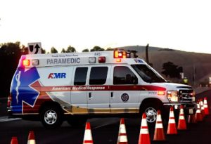 Ambulance present at a car crash site