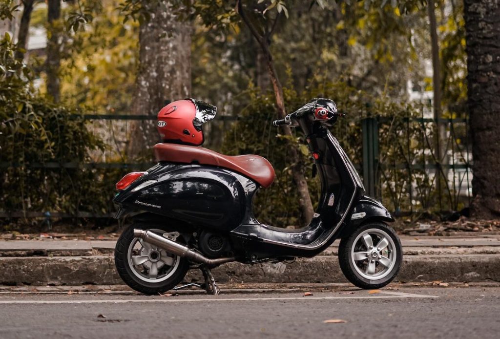 Moped Parked On The Side Of The Road