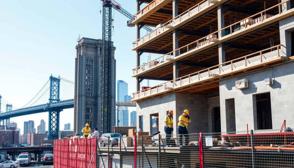 workers on a construction site near brooklyn