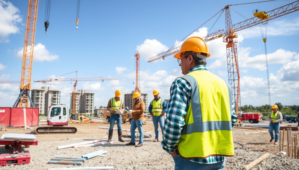 inspectors assessing a construction site for safety violations