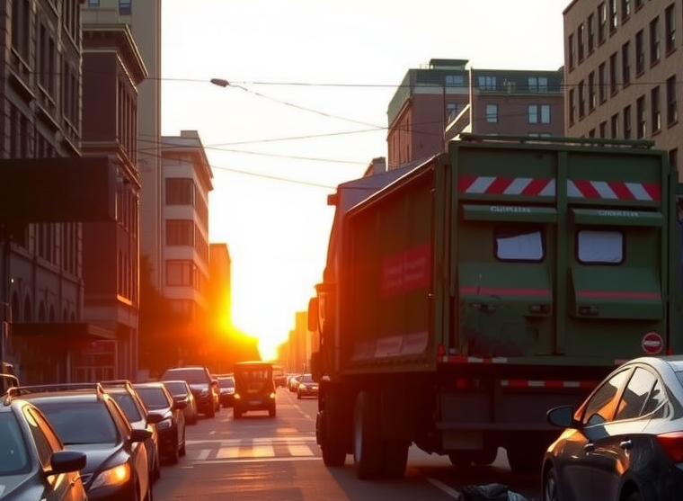 large garbage truck accident