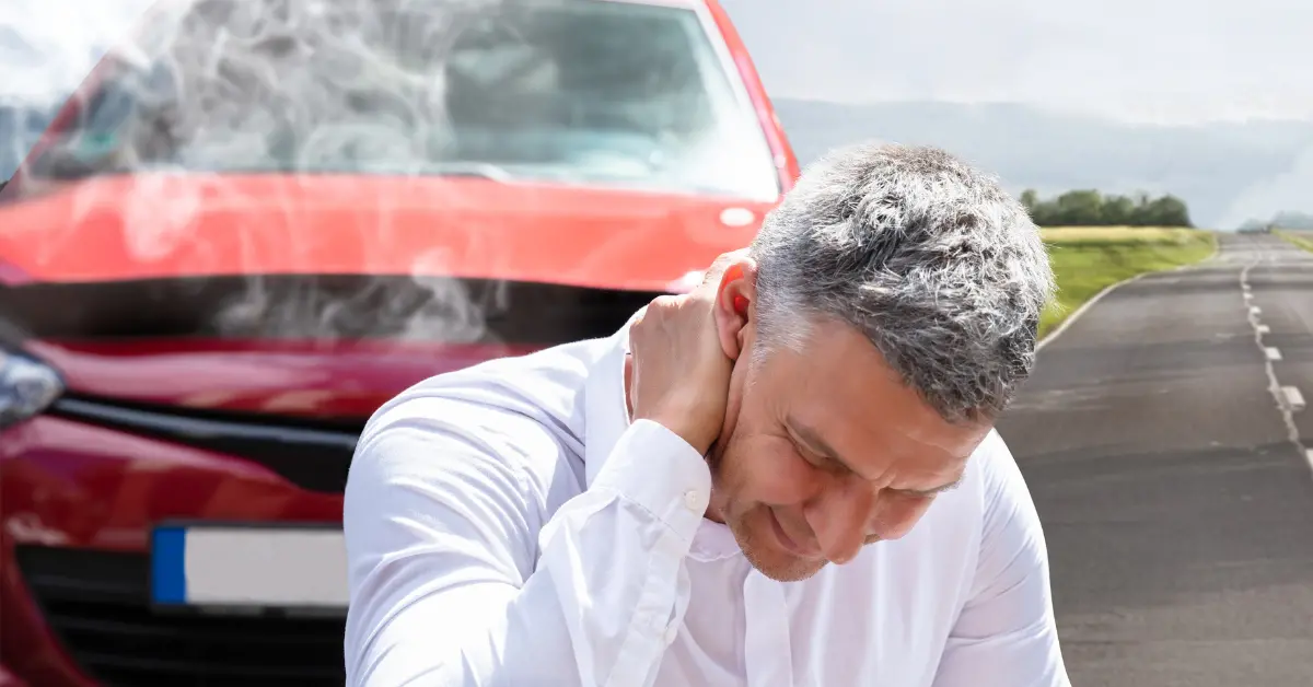 Man in pain after a car accident