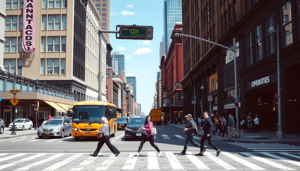 people crossing the street in new york