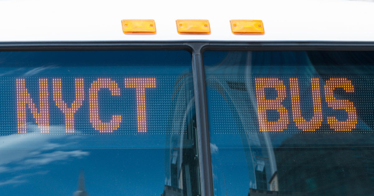 The front of an MTA NYCT Bus in New York City