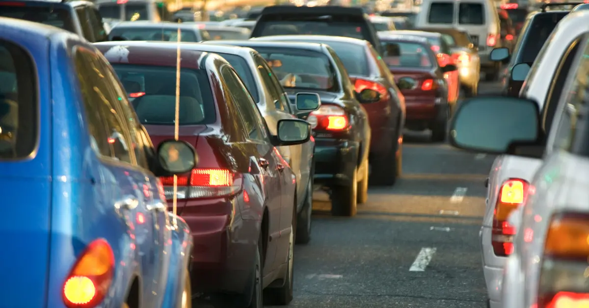 Cars that are stuck in traffic