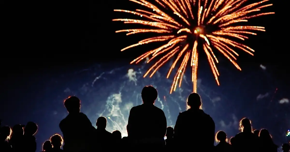 People watching fireworks on the fourth of july