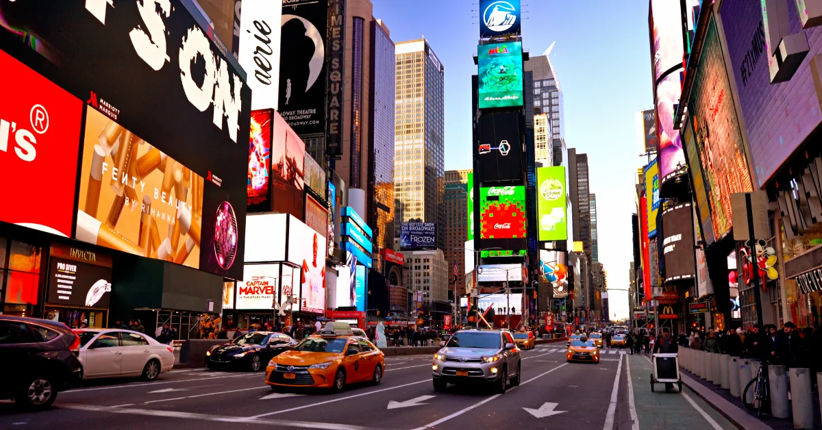 Traffic in Time Square in Manhattan during the day
