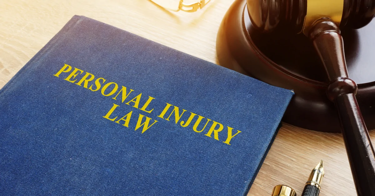 Personal injury law book beside a judge’s gavel, representing the legal factors that can affect an injury claim.